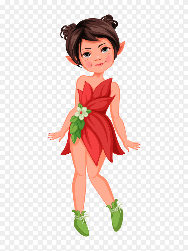 Cute little fairy standing pose on transparent background PNG