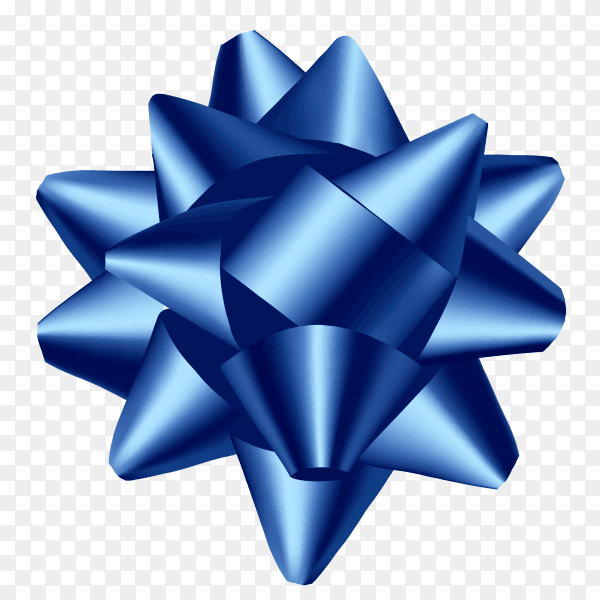 Decorative gift blue bow isolated clipart PNG