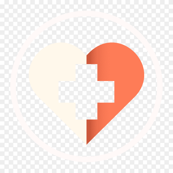 Dual Colored heart with aid sign on transparent PNG