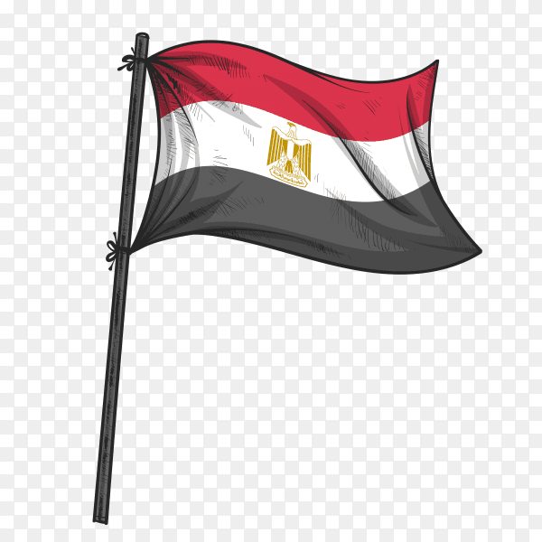 Egyptian Flag hand drawn on transparent PNG
