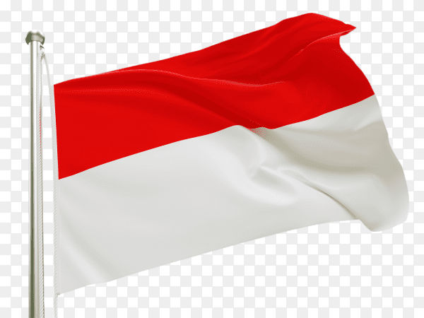 Flag Indonesia waving on transparent background PNG
