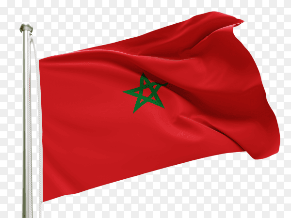 Flag Morocco waving on transparent background PNG