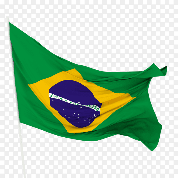 Flag of brazil waving on transparent background PNG