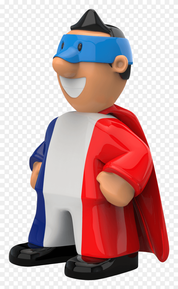 France flag shaped on super hero on transparent background PNG
