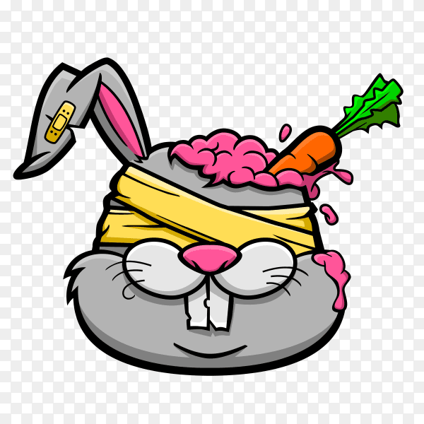 Funny rabbet with carrot on his brain Clipart PNG