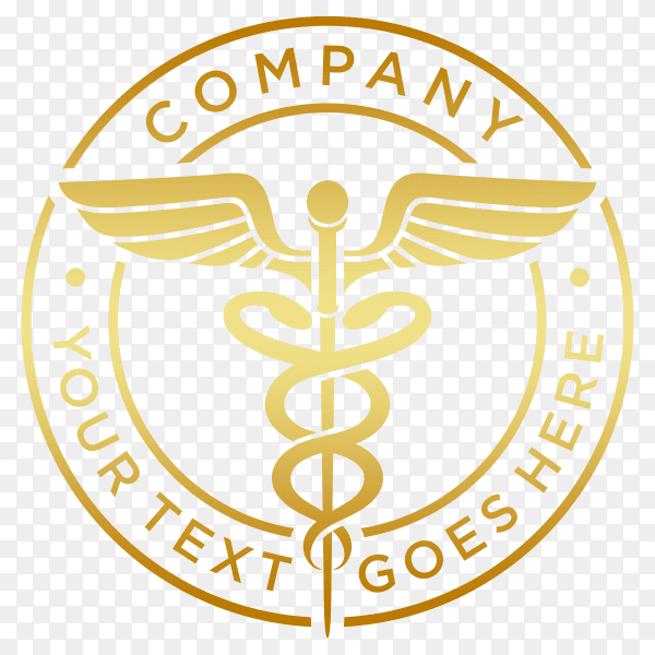 Gold medical caduceus logo on transparent PNG