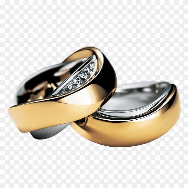 Gold rings on transparent background PNG
