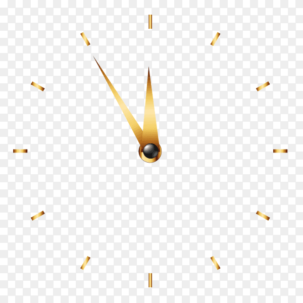Golden wall clock on transparent background PNG