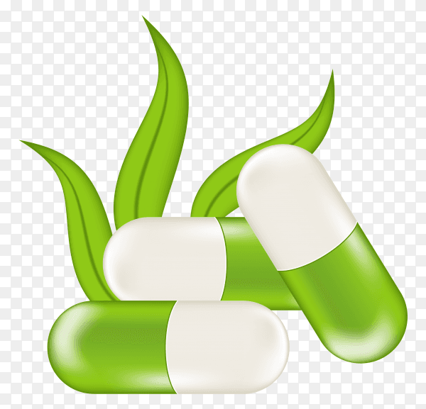 Green and white capsuls clipart PNG