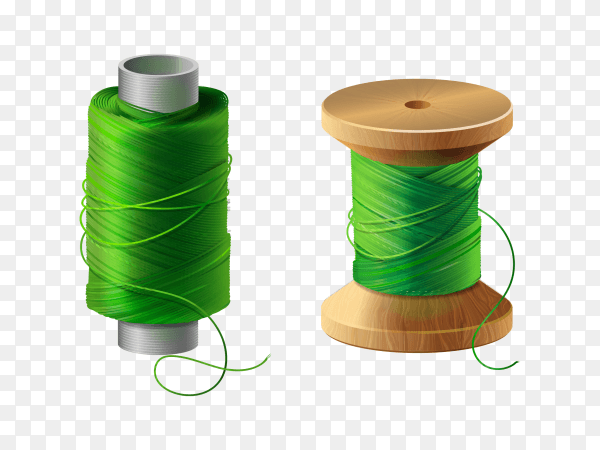 Green thread spool on transparent background PNG