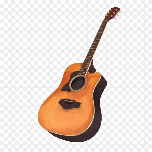 Guitar brown theme birthday card illustration on transparent background PNG