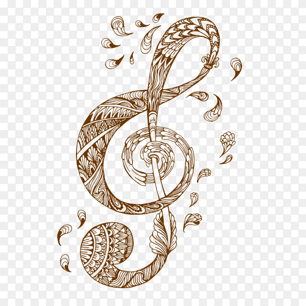 Hand drawn ornamental highly detailed abstract on transparent PNG