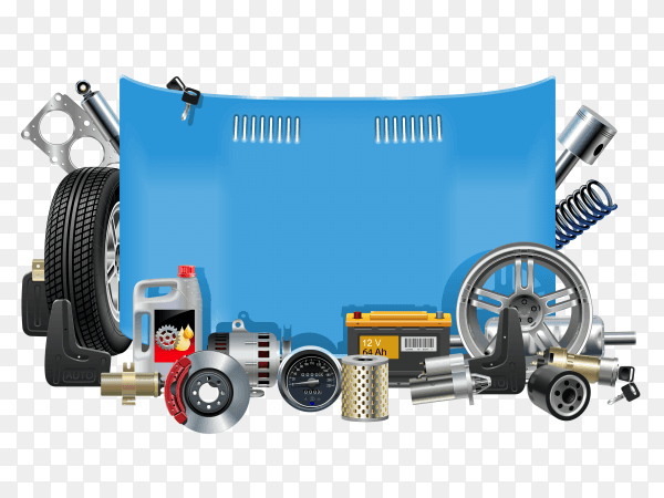 Hand drawn with Car Parts Clipart PNG