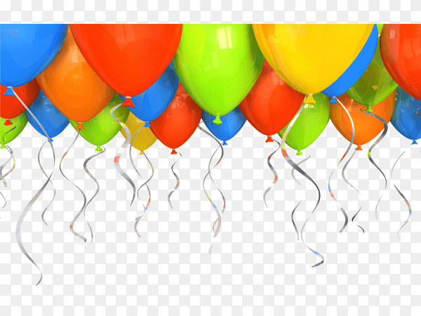 Happy birthday colourful balloons and ribbons vector PNG