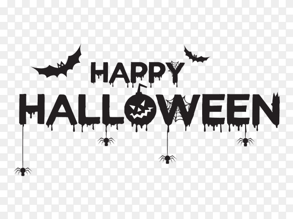 Happy halloween pumpkin fantasy night skull castle vampire text vector PNG
