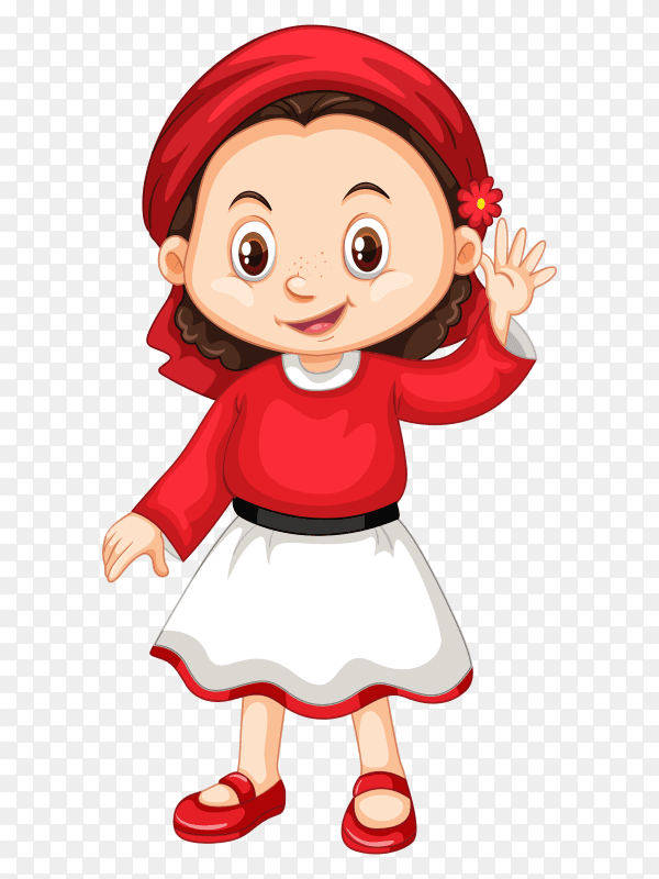 Happy smiling girl Premium vector PNG