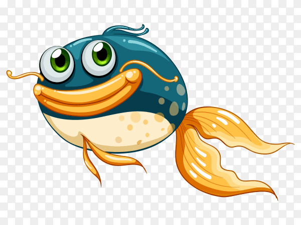 Illustration of a fish with big eyes on transparent PNG