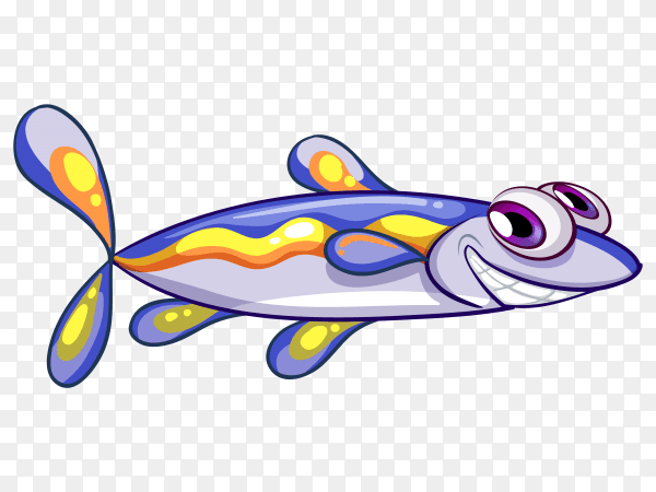 Illustration of an elongated blue fish vector PNG