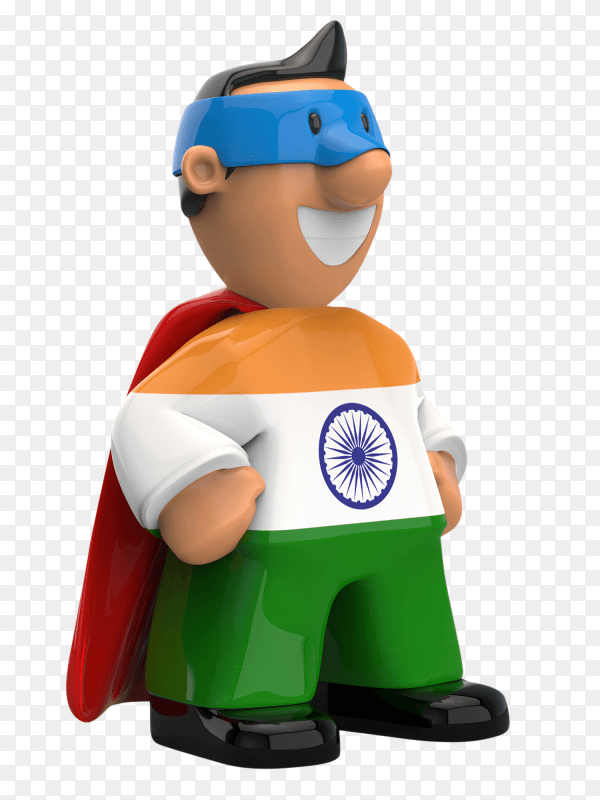India flag shaped on super hero on transparent background PNG
