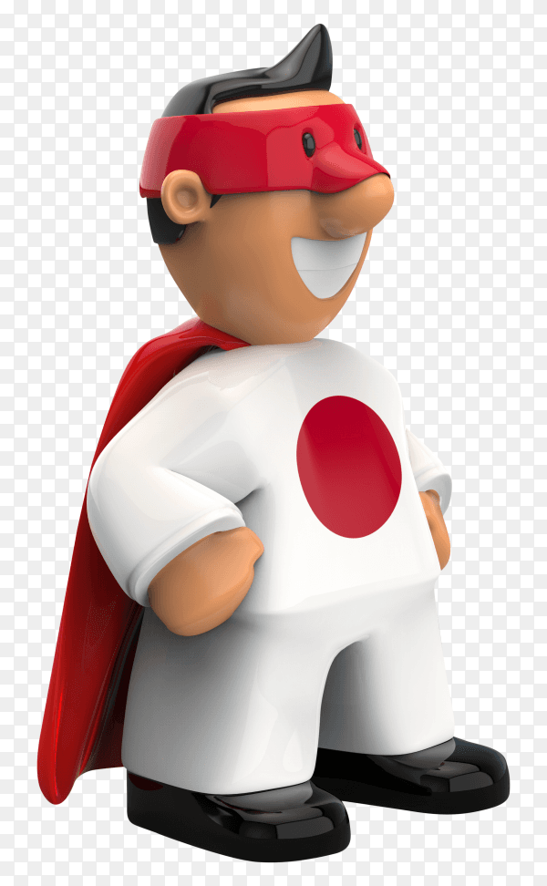 Japan flag shaped on super hero on transparent background PNG