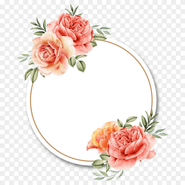 Lovely wedding card with watercolor flowers on transparent PNG