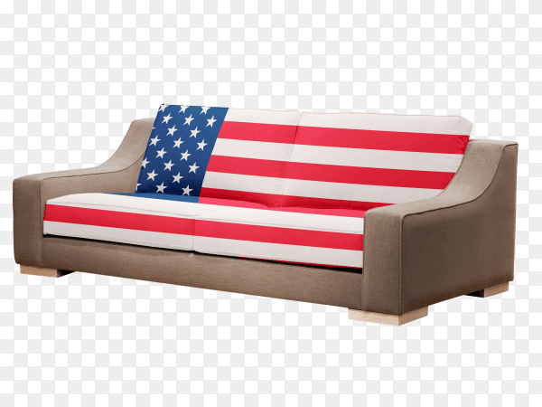 Modern sofa with usa flag vector PNG