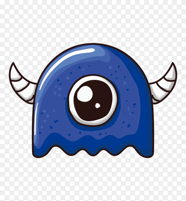 Monster character with one eye hand drawn on transparent PNG