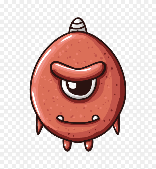 Monster character with rhino shape hand drawn on transparent PNG