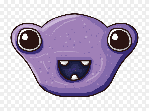 Monster character with wide eyes on transparent PNG