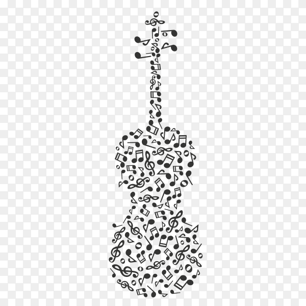 Music notes forming violin on transparent background PNG