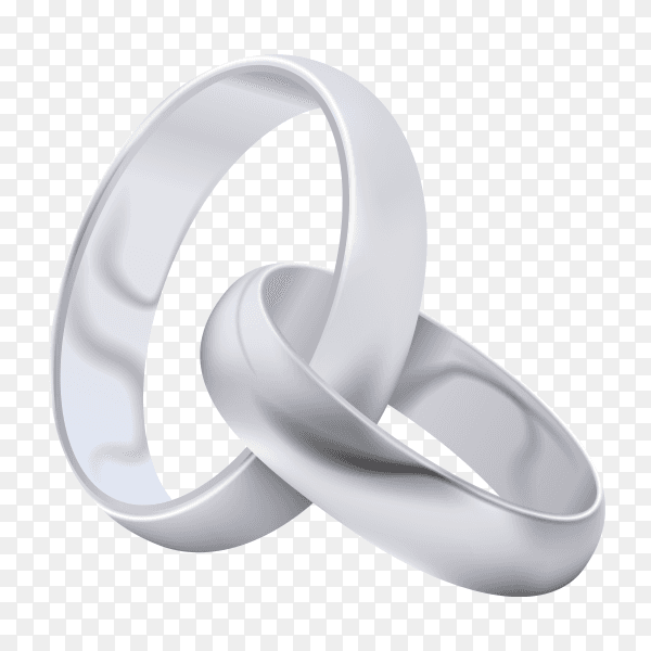 Pair of silver wedding ring vector PNG