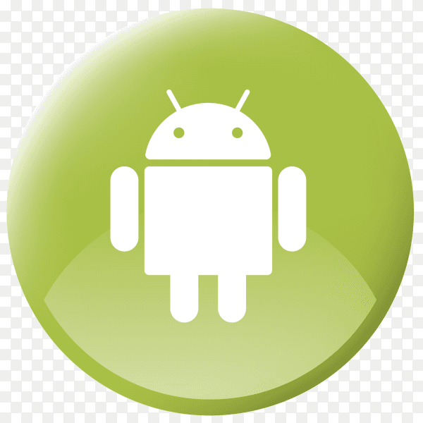 Realistic button Android logo on Transparent PNG
