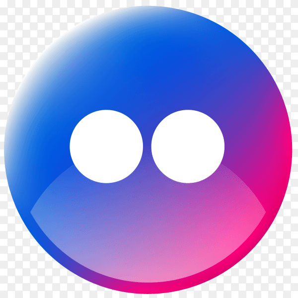 Realistic button Flickr logo on Transparent PNG
