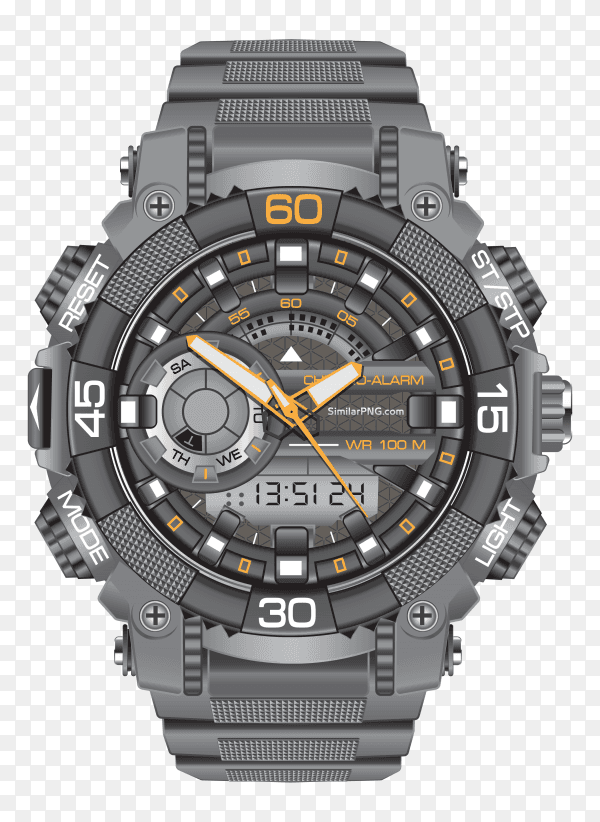 Realistic clock watch sport chronograph vector PNG