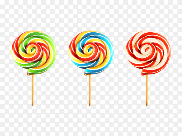 Realistic lollipops on transparent background PNG