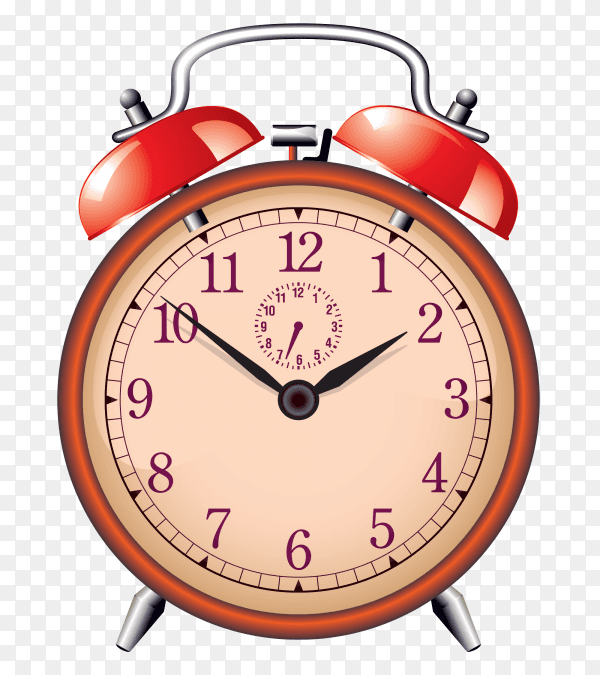 Red alarm clock on transparent PNG
