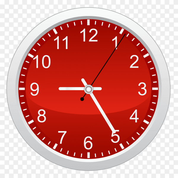 Red circal wall clock vector PNG