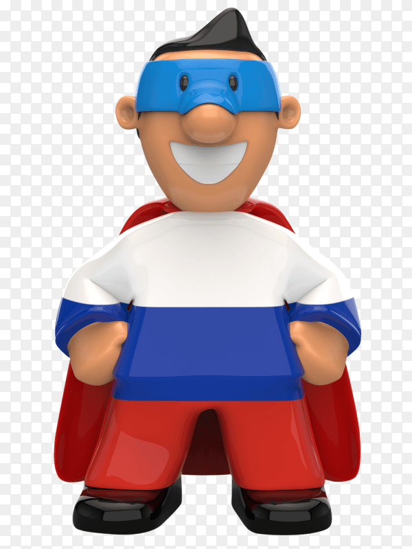 Russia flag shaped on super hero on transparent background PNG