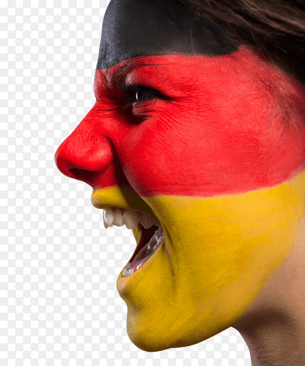 Screaming girl with painted face by Germany flag clipart PNG