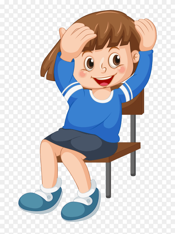 Smiling boy setting on chair Clipart PNG