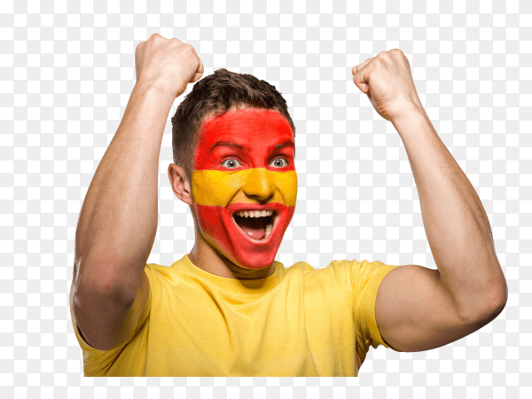 Spain flag painted on face on transparent PNG