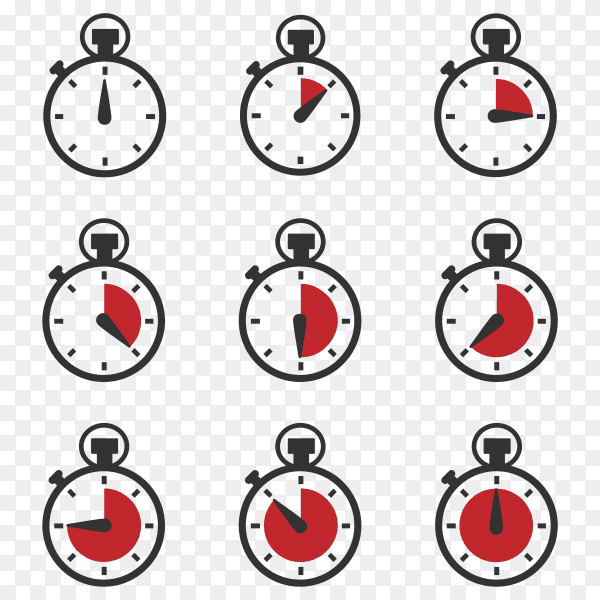 Stopwatch icons on transparent PNG