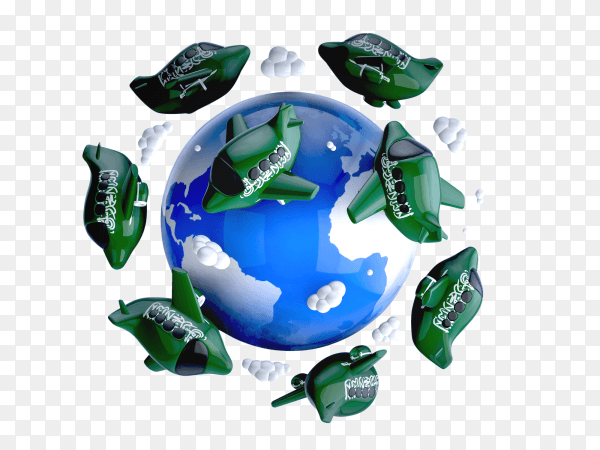 Sudia arabia flag painted on planes travelling around the world premuim vector PNG