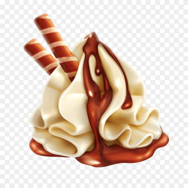 Tasty chocolate and vanilla ice cream vector PNG