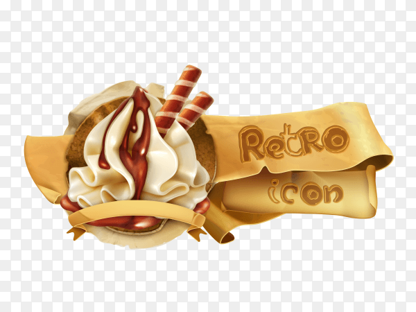 Tasty ice cream with tetro icon vector PNG
