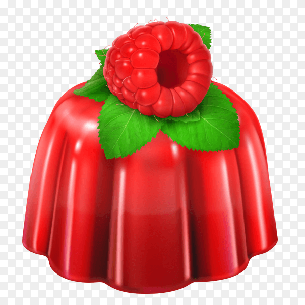 Tasty jelly with strawberries vector PNG