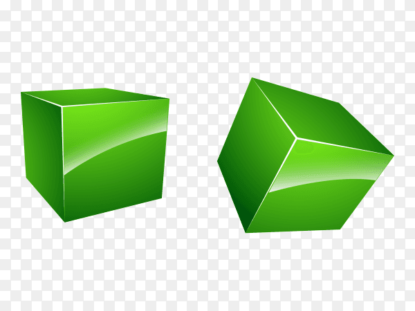 Tow green cubes on transparent background PNG