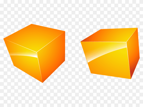 Tow orange 3D cubes on transparent background PNG