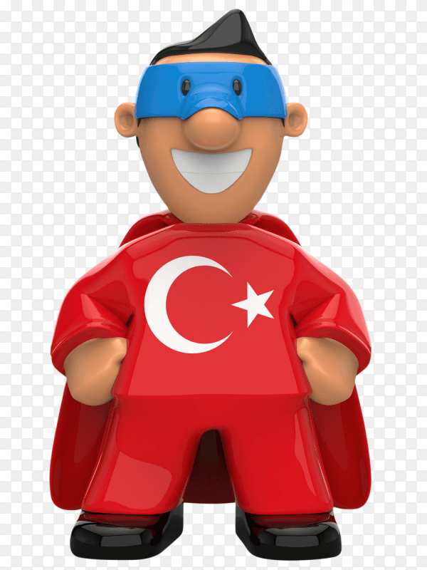 Turkey flag shaped on super hero on transparent background PNG