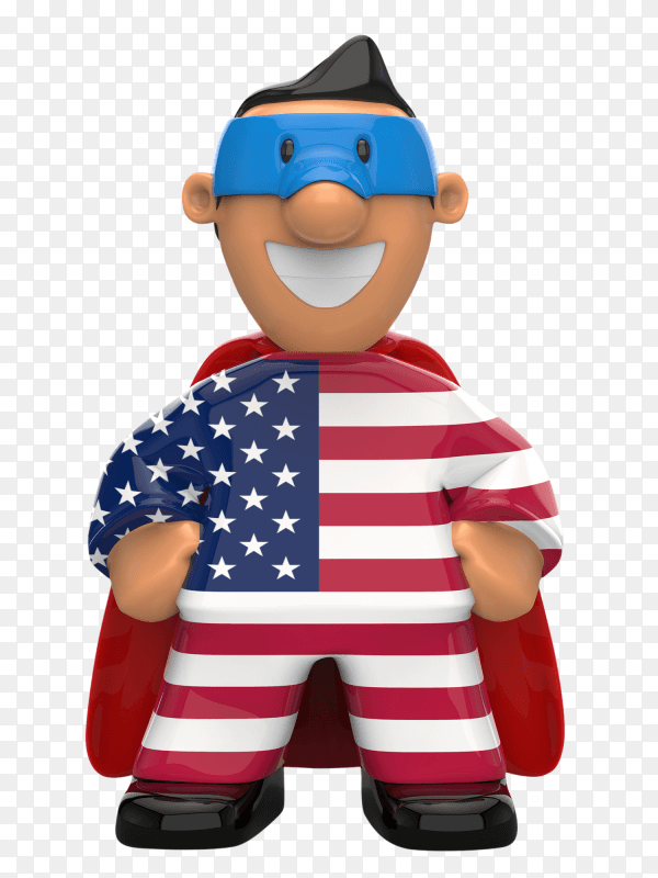 USA flag shaped on super hero on transparent background PNG